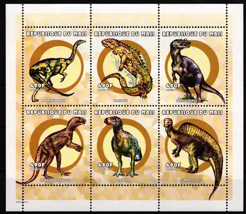 Mali 2564-2569 postfrisch Kleinbogen / Dinosaurier #JA206