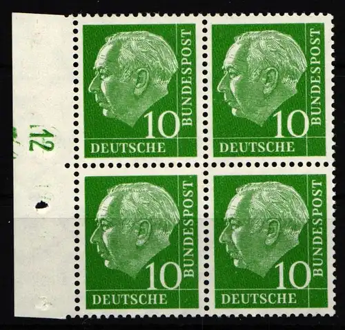 BRD 179 y Dz postfrisch 4er Block mit Druckerzeichen 12 #IR871