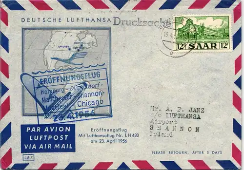Saarland 326 auf Brief als Einzelfrankatur Luftpost #IR767