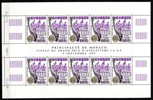 Monaco 2236 postfrisch Kleinbogen / Leichtathletik #JA104