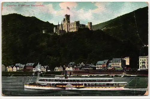 AK Koblenz Schloss Stolzenfels mir Raddampfer 1907 #PM992