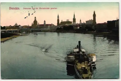 AK Dresden Panorama von der Marienbrücke gesehen 1910 #PN359
