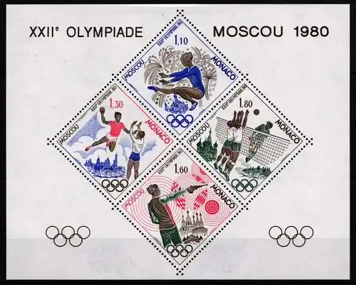 Monaco 1415-1418 postfrisch Sonderdruck in Blockform / Olympische Spiele #JA154