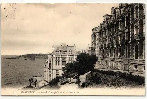 AK Biarritz Hótel d' Angleterre et le Pbare 1908 #PM763