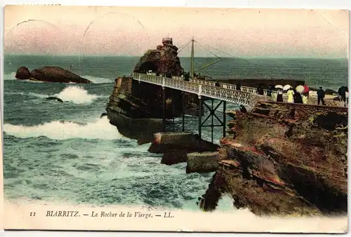 AK Biarritz Le Rocher de la Vierge 1908 #PM870