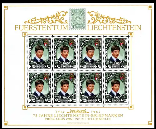 Liechtenstein 921 postfrisch als Kleinbogen, Fürstenhaus #IG963