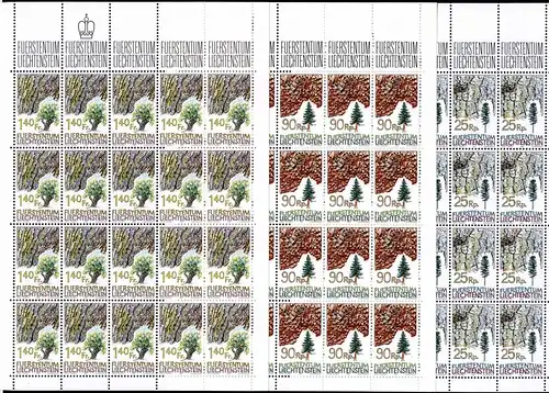 Liechtenstein 913-915 postfrisch als Kleinbögen, Bäume #IG967