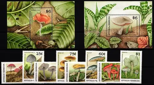 Antigua Barbuda 1258-1265 und Block 162 und 163 postfrisch Pilze #JA178