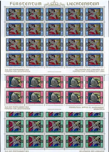 Liechtenstein 890-892 postfrisch als Kleinbögen, Gardewaffen #IG977
