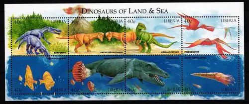 Liberia 2316-2323 postfrisch Kleinbogen / Dinosaurier #JA204