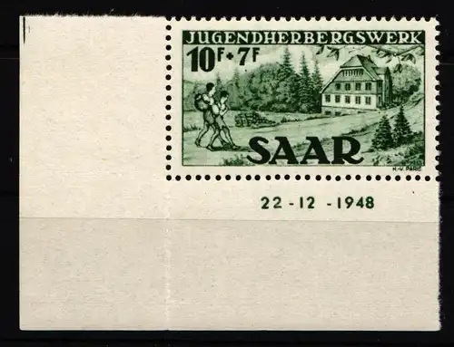 Saarland 263 II Br postfrisch Druckdatum, senkr. vorgefaltet #IX839