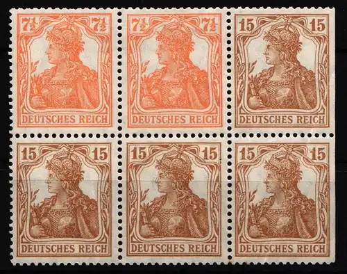 Deutsches Reich H-Blatt 12 mit Falz ohne Rand, Zd S7 postfrisch mit Falte #JD809