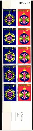 Norwegen Markenheftchen 14 mit 1035-1036 postfrisch Weihnachten #JB251