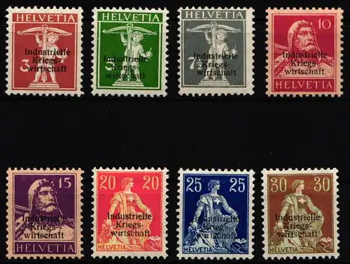 Schweiz Dienstmarken industrielle Kriegswirtschaft 1-8 I mit Falz #JB070