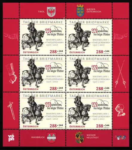 Österreich 3362 postfrisch Kleinbogen / Ritter #JA243