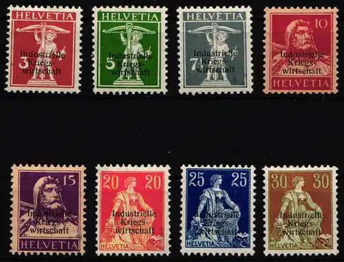 Schweiz Dienstmarken industrielle Kriegswirtschaft 1-8 I mit Falz #JB071