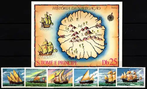 Sao Tome e Principe 598-603 und Block 38 postfrisch Schifffahrt #JA358