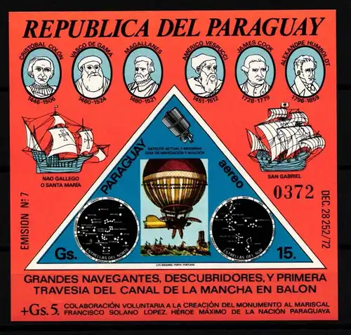 Paraguay Block 227 postfrisch Schifffahrt #JA361
