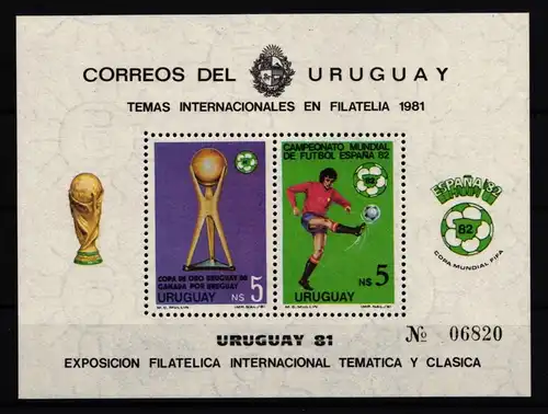 Uruguay Block 51 postfrisch Fußball #JA316