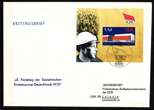 DDR Block 45 gestempelt als FDC / Bergbau #JA137