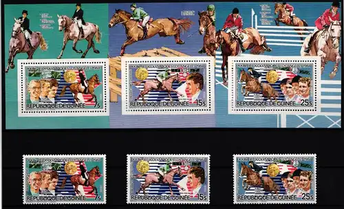 Guinea 1013, 1015 und 1017 und Block 123, 125 und 127 postfrisch Pferde #JA330