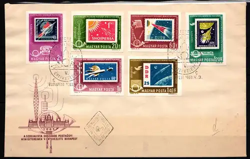 Ungarn 1907, 1911, 1913-1915 und 1917 B gestempelt als FDC / Raumfahrt #JA157