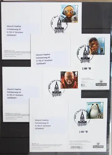 Großbritannien 4098-4105 gestempelt als Maximumkarten "Star Wars" #IZ175
