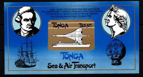 Tonga Block 4 selbstklebend postfrisch Schifffahrt #JA363