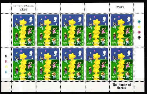 Isle of Man 896 postfrisch als Kleinbogen #IP900