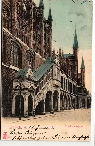 AK Lübeck Rathaustreppe 1913 #PM895