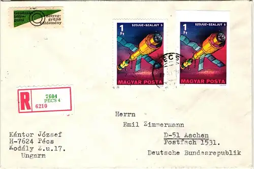 Ungarn 3214-19 A/B verteilt auf 6 Briefe als Einschreiben nach Aachen #JD100