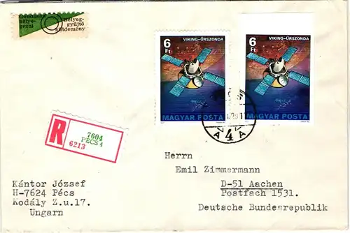 Ungarn 3214-19 A/B verteilt auf 6 Briefe als Einschreiben nach Aachen #JD100