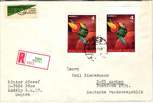 Ungarn 3214-19 A/B verteilt auf 6 Briefe als Einschreiben nach Aachen #JD100