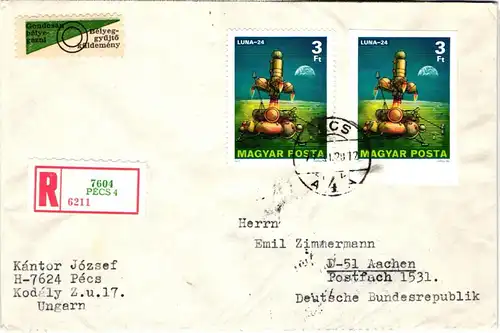 Ungarn 3214-19 A/B verteilt auf 6 Briefe als Einschreiben nach Aachen #JD100