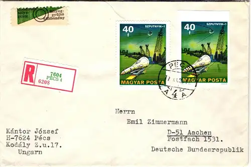 Ungarn 3214-19 A/B verteilt auf 6 Briefe als Einschreiben nach Aachen #JD100