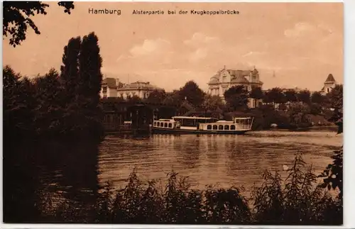 AK Hamburg Alsterpartie bei der Krugkoppelbrücke #PM980