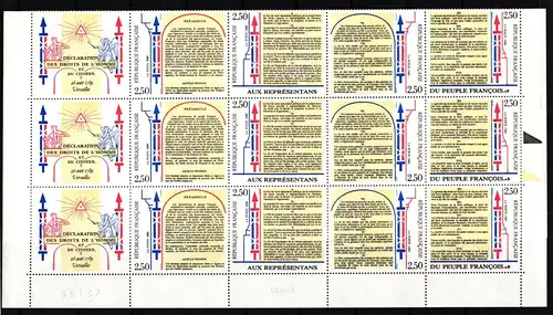 Frankreich 2735-2738 postfrisch Zusammendruckbogen / Menschenrechte #JA153
