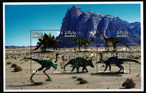 Malediven 3261-3266 postfrisch Kleinbogen / Dinosaurier #JA208
