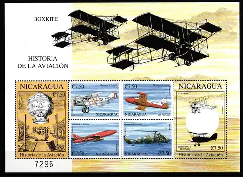 Nicaragua Kleinbogen mit 4134-4139 postfrisch Luftfahrt #IY375