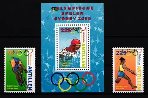 Niederländische Antillen 1072 und 1073 und Block 53 postfrisch Olympia #JA549