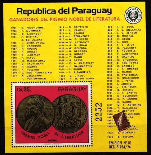 Paraguay Block 297 postfrisch #JB930