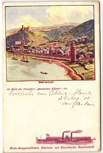 AK Oberwesel An Bord des Dampfers "Deutscher Kaiser" 1901 #PM987