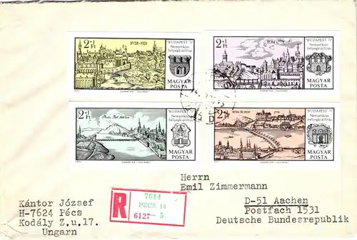 Ungarn 2646-2649 B, Block 79 B auf Brief nach Aachen gelaufen- #JF023