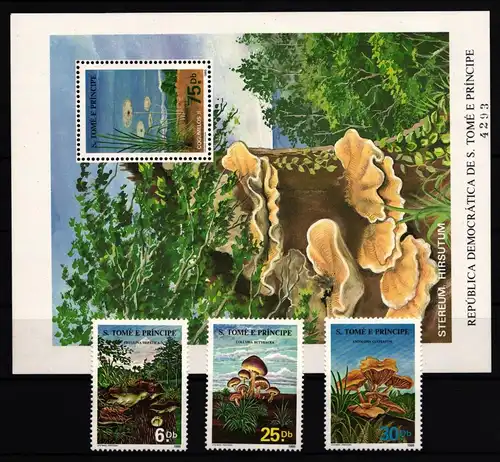 Sao Tome e Principe 955-957 und Block 165 postfrisch Pilze #JA649