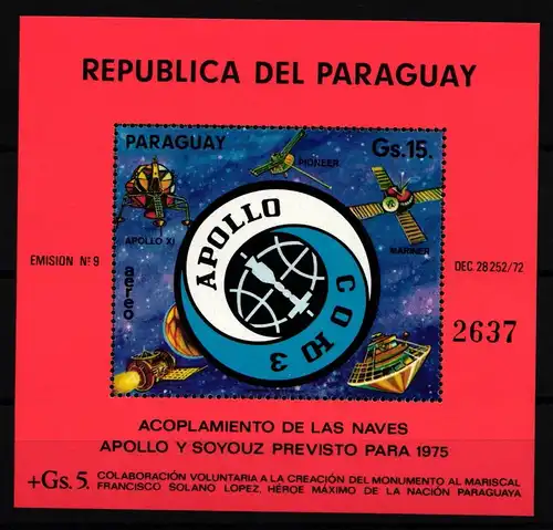 Paraguay Block 236 postfrisch Apollo #JA466