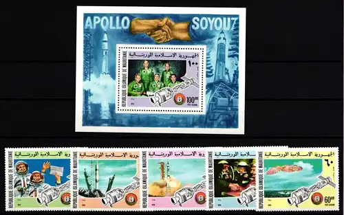 Mauretanien 522-526 und Block 13 postfrisch Apollo #JA472