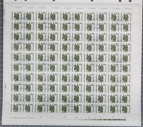 DDR 3345 gestempelt Bogen ungefaltet #JE198