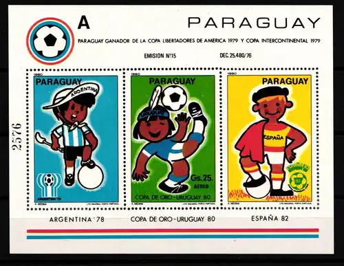 Paraguay Block 358 postfrisch Fußballweltmeisterschaft #JA490