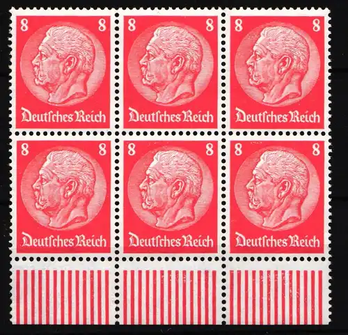 Deutsches Reich 485 I postfrisch 6er Block, 1x Plattenfehler #JD050
