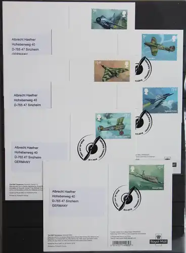 Großbritannien 4180-4185 gestempelt als Maximumkarten "Flugzeuge" #IZ182